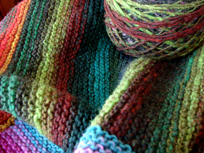 knit log cabin blanket noro kureyon